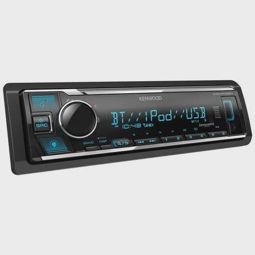 KENWOOD Single Din KMM-BT232U Media Receiver with Bluetooth, Front USB & AUX, Blue Illumination, Short Chassis