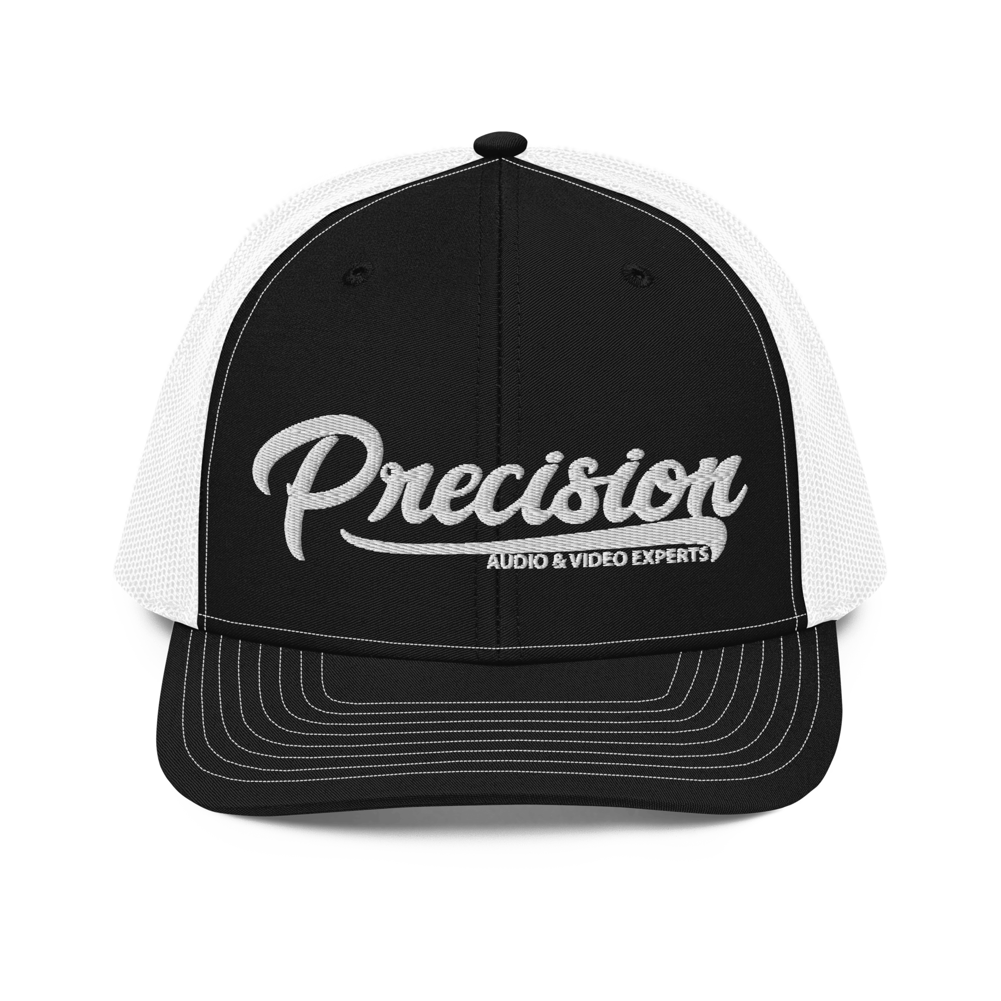 PrecisionAudioVideoExperts Black / White Precision Trucker Cap