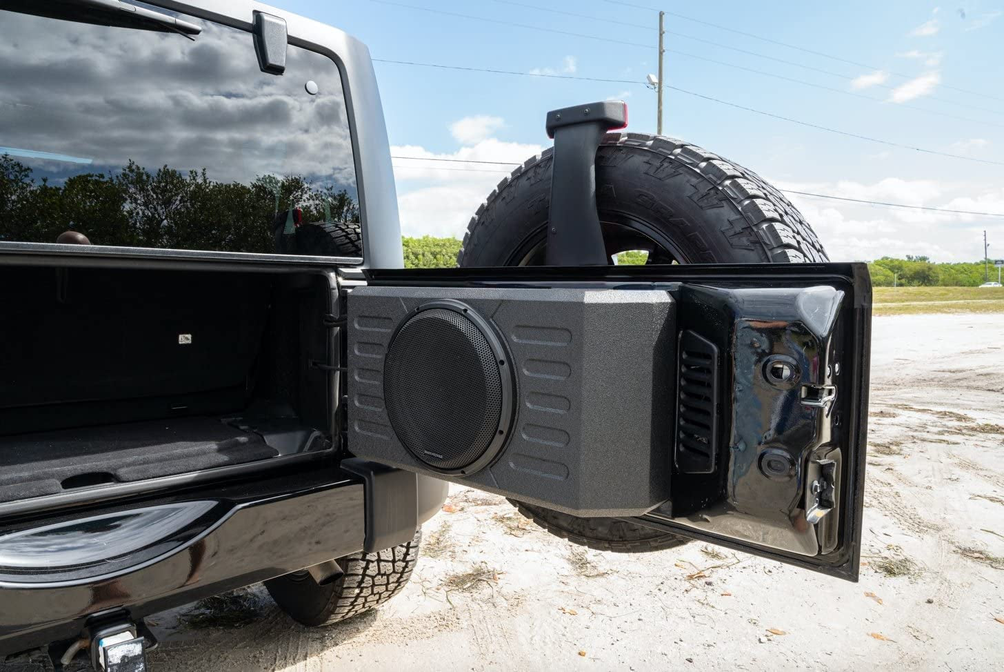 Jeep Wrangler JK/JL 12" Swing Gate-Mounted 400 Watt (RMS) Loaded Sealed Subwoofer Box Enclosure by AudioControl
