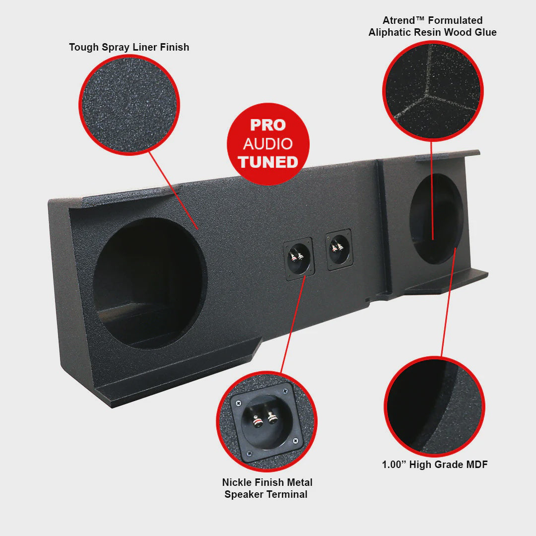 ATREND Enclosures Dual 10" Sealed Tuff Coat Sprayliner - Fits 1999 - 2006 Chevrolet-GMC 1500/2500/3500HD Crew Cab