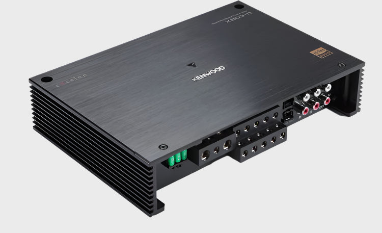 KENWOOD Multi Channel "X Series" 5 Channel Amplifier with 75W x4 + 500W x1 @ 2 Ohms, 1600W Maximum Power, Wired Bass  Knob/Level Adjustment Included,