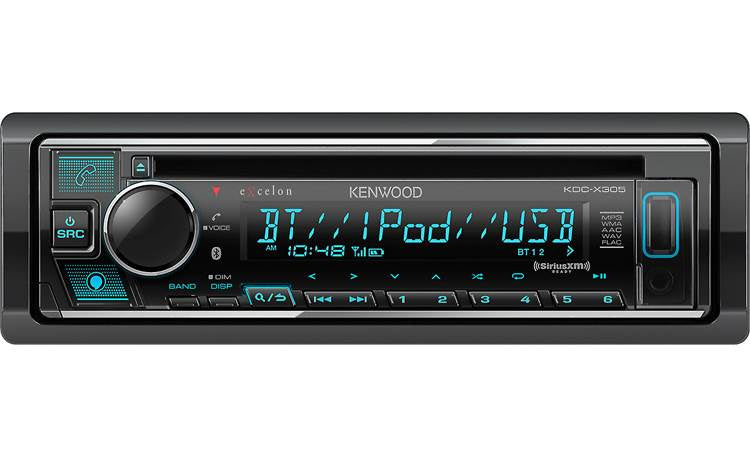 KENWOOD Single Din Excelon KDC-X305 CD Receiver with Bluetooth, Front USB, (3)5Volt Pre-outs